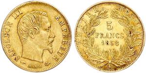 5 Franc Segundo Imperio francés (1852-1870) Oro Napoleon III (1808-1873)