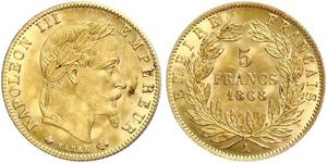 5 Franc Segundo Imperio francés (1852-1870) Oro Napoleon III (1808-1873)