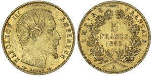 5 Franc Segundo Imperio francés (1852-1870) Oro Napoleon III (1808-1873)