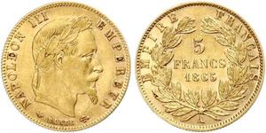 5 Franc Segundo Imperio francés (1852-1870) Oro Napoleon III (1808-1873)