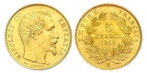 5 Franc Segundo Imperio francés (1852-1870) Oro Napoleon III (1808-1873)