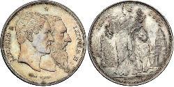 5 Franc Bélgica Plata Leopoldo I de Bélgica (1790-1865) / Leopold II (1835 - 1909)