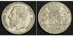 5 Franc Bélgica Plata Leopold II (1835 - 1909)