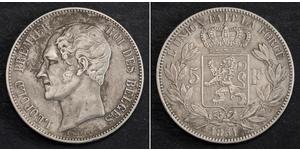5 Franc Bélgica Plata Leopoldo I de Bélgica (1790-1865)