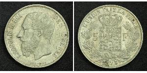 5 Franc Bélgica Plata Leopold II (1835 - 1909)