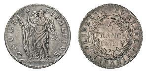 5 Franc Italian city-states Plata 