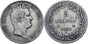 5 Franc Monarquía de Julio (1830-1848) Plata Luis Felipe I de Francia  (1773 -1850)
