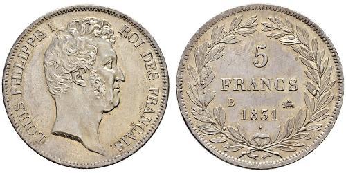 5 Franc Monarquía de Julio (1830-1848) Plata Luis Felipe I de Francia  (1773 -1850)