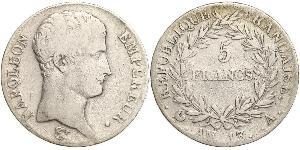5 Franc Primer Imperio francés (1804-1814) Plata Napoleón Bonaparte(1769 - 1821)