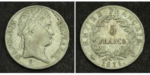 5 Franc Primer Imperio francés (1804-1814) Plata Napoleón Bonaparte(1769 - 1821)