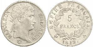 5 Franc Primer Imperio francés (1804-1814) Plata Napoleón Bonaparte(1769 - 1821)