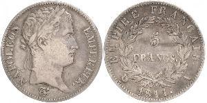 5 Franc Primer Imperio francés (1804-1814) Plata Napoleón Bonaparte(1769 - 1821)