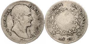 5 Franc Primer Imperio francés (1804-1814) Plata Napoleón Bonaparte(1769 - 1821)