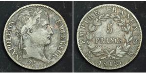5 Franc Primer Imperio francés (1804-1814) Plata Napoleón Bonaparte(1769 - 1821)