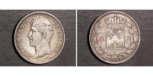 5 Franc Reino de Francia (1815-1830) Plata Carlos X de Francia (1757-1836)