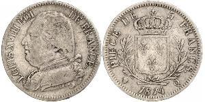 5 Franc Reino de Francia (1815-1830) Plata Luis XVIII de Francia (1755-1824)