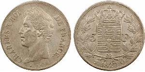 5 Franc Reino de Francia (1815-1830) Plata Carlos X de Francia (1757-1836)