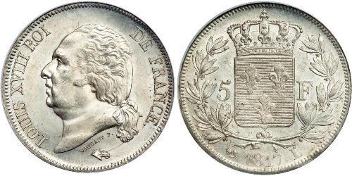 5 Franc Reino de Francia (1815-1830) Plata 
