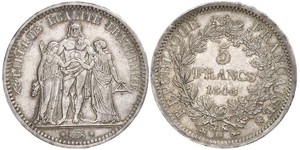 5 Franc Segunda República Francesa (1848-1852) Plata 
