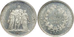 5 Franc Segunda República Francesa (1848-1852) Plata 