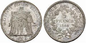 5 Franc Segunda República Francesa (1848-1852) Plata 