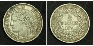 5 Franc Segunda República Francesa (1848-1852) Plata 
