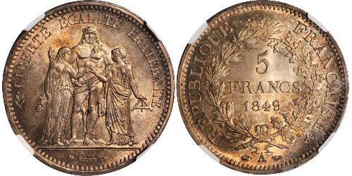 5 Franc Segunda República Francesa (1848-1852) Plata 