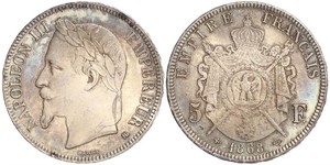 5 Franc Segundo Imperio francés (1852-1870) Plata Napoleon III (1808-1873)