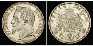 5 Franc Segundo Imperio francés (1852-1870) Plata Napoleon III (1808-1873)