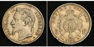 5 Franc Segundo Imperio francés (1852-1870) Plata Napoleon III (1808-1873)