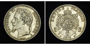 5 Franc Segundo Imperio francés (1852-1870) Plata Napoleon III (1808-1873)