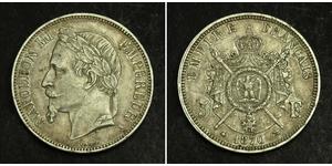 5 Franc Segundo Imperio francés (1852-1870) Plata Napoleon III (1808-1873)