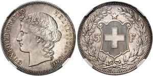 5 Franc Suiza Plata 