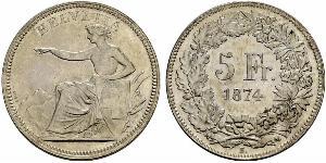 5 Franc Suiza Plata 
