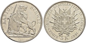 5 Franc Suiza Plata 