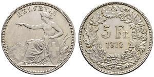 5 Franc Suiza Plata 