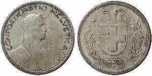 5 Franc Suiza Plata 