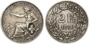 5 Franc Suiza Plata 