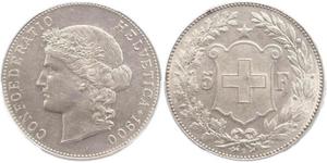 5 Franc Suiza Plata 