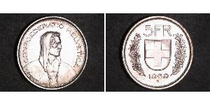 5 Franc Suiza Plata 