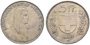 5 Franc Suiza Plata 