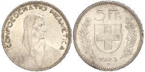 5 Franc Suiza Plata 