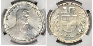 5 Franc Suiza Plata 