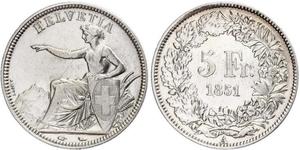 5 Franc Suiza Plata 