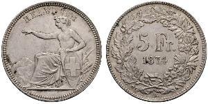 5 Franc Suiza Plata 