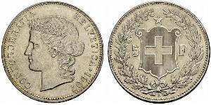 5 Franc Suiza Plata 