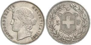 5 Franc Suiza Plata 