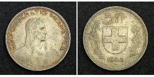 5 Franc Suiza Plata 