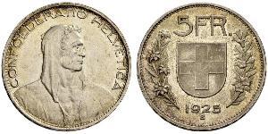 5 Franc Suiza Plata 