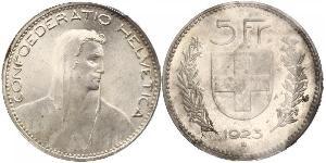 5 Franc Suiza Plata 
